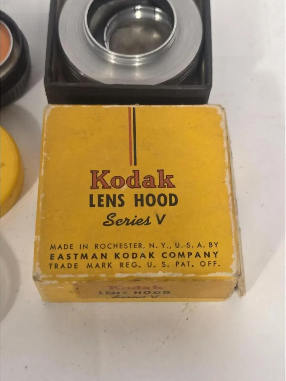 Vintage Kodak Lens Hood Series V Slip-On Circular Yellow Orange Filters USA